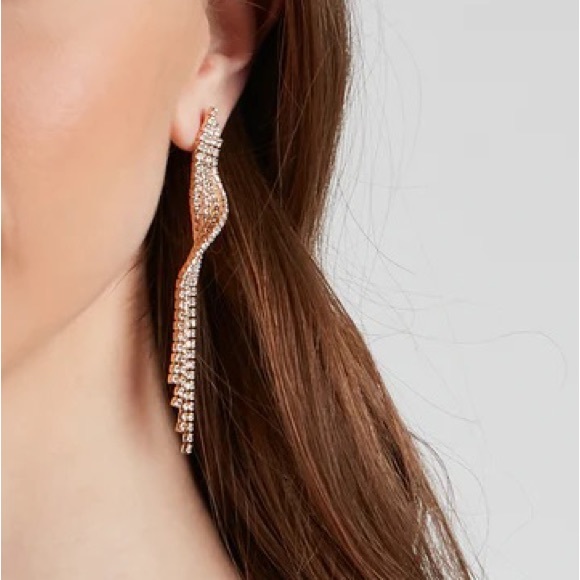 Windsor Rose Gold Twisted Rhinestone Earrings NWOT - Picture 4 of 5